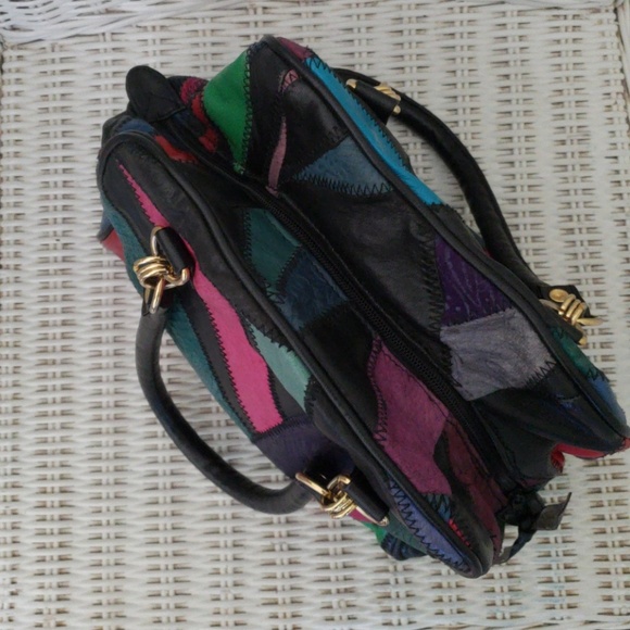 Fun Vintage Leather Patch Clutch - Picture 3 of 6